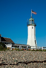 Scituate Lighthouse Tower with American Flag